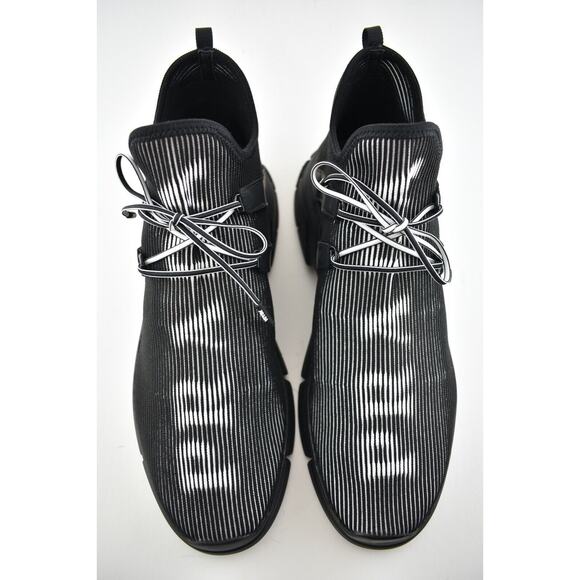 Prada Logo Knit Row Sock Black White Low Flat Trainer Sneaker Men UK 10 US 11 12 - Picture 7 of 12